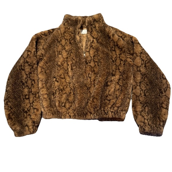 Oli And Hali Fuzzy Sherpa Pullover Animal Print Faux Fur 1/4 Zip Medium‎ - Picture 3 of 7